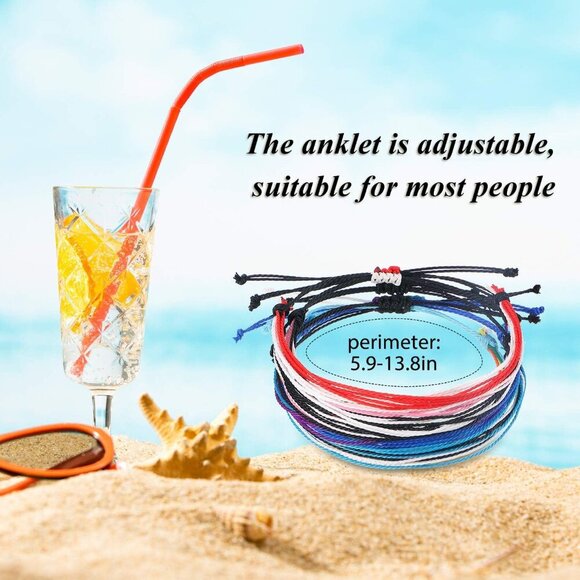 30 Vibrant Adjustable Bohemian Anklets - Waterproof Rope Bracelets for Summer - Picture 2 of 7